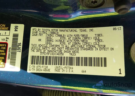 2014 Toyota Tundra Sr5 5.7L V8 from USA, damaged, VIN 5TFEY5F1XEX148358